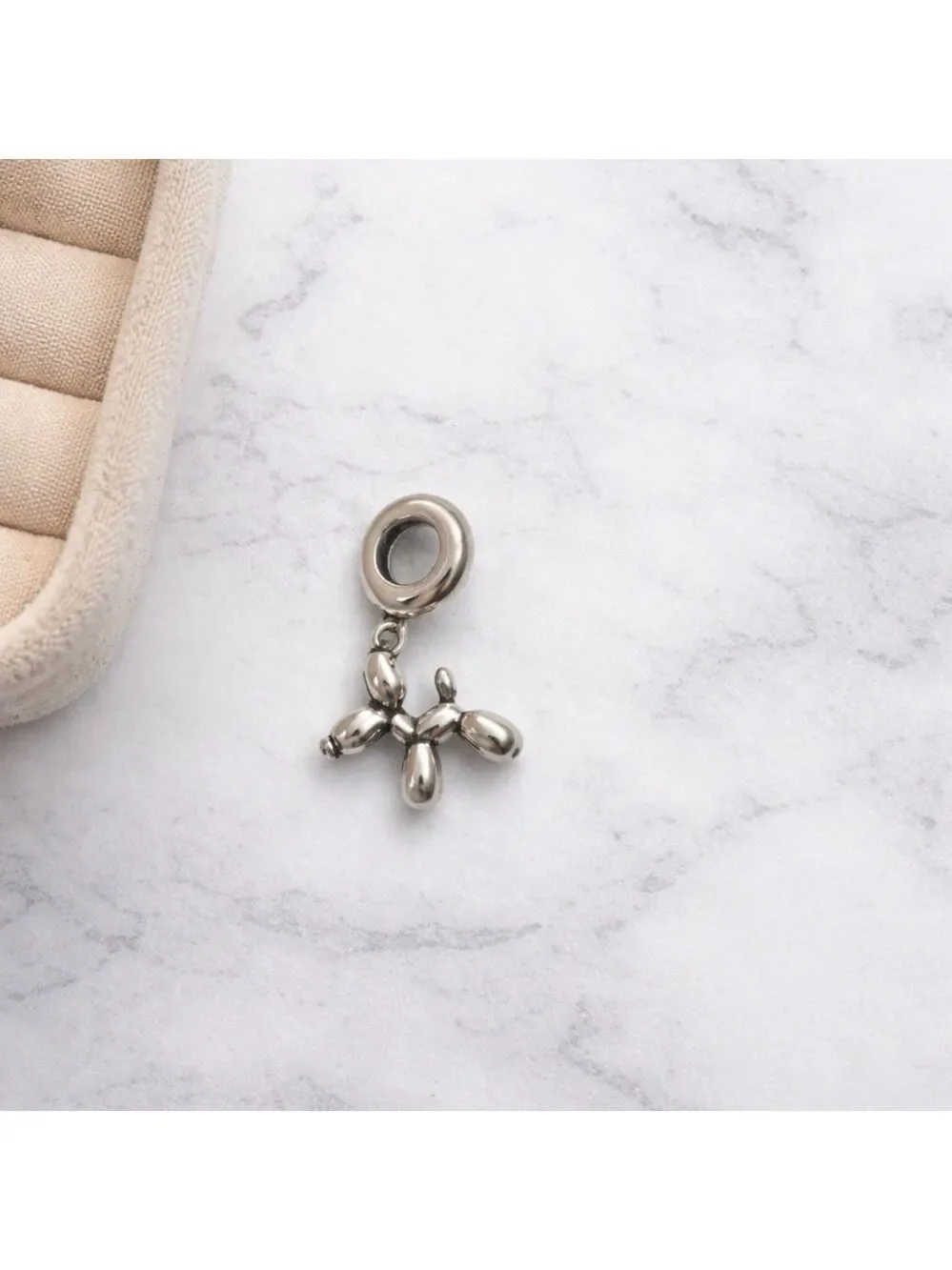 BALLOON DOG PENDANT SILVER STAINLESS STEEL CHARM 1” CUTE TRENDY JEWELRY